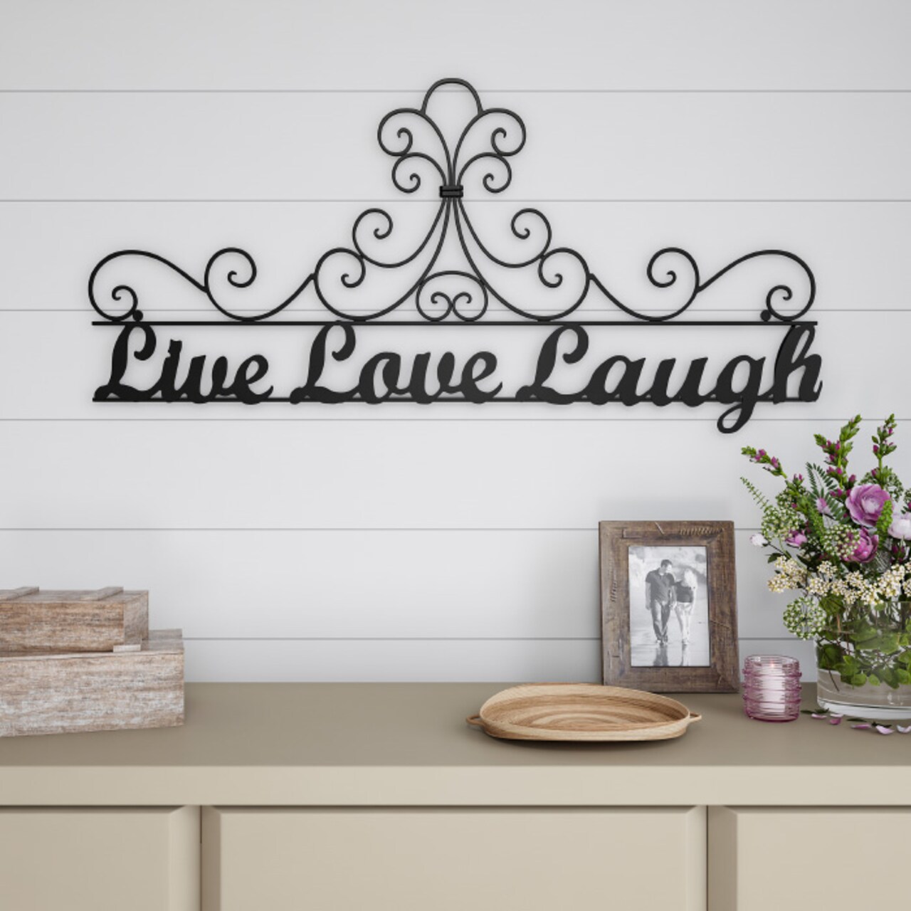 Lavish Home Metal Cutout-Live Laugh Love Decorative Wall Sign-3D Word Art  Home Accent Decor-Modern Rustic